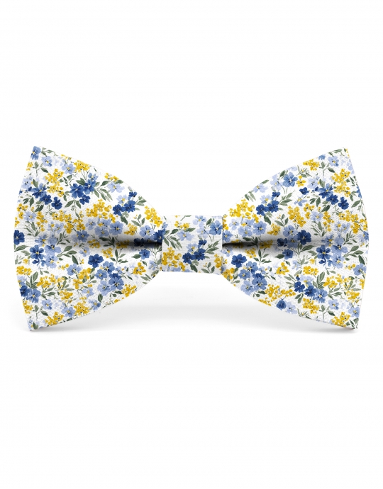 VISO - NOEUD PAPILLON FLEURI - CLASSIC - BLEU & JAUNE