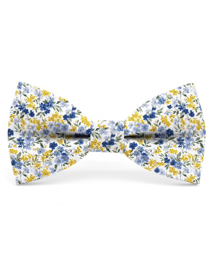 VISO - FLORAL BOW TIE - CLASSIC - BLUE & YELLOW