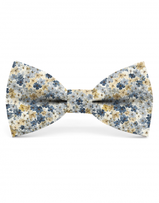 BARNES - NOEUD PAPILLON FLEURI - CLASSIC - BLEU & BEIGE