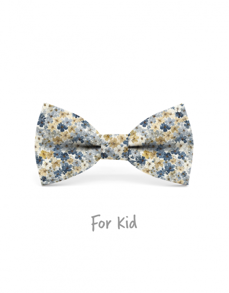 BARNES - KID or TEEN BOW TIE - BLUE & BEIGE