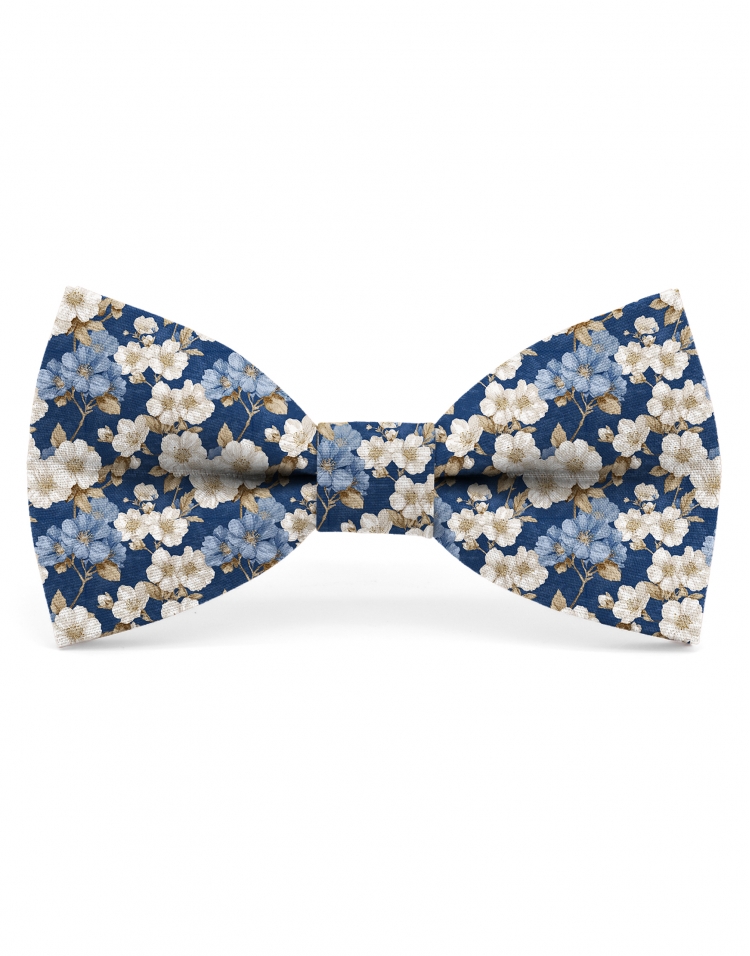 ORCHARD - NOEUD PAPILLON FLEURI - CLASSIC - BLEU & BEIGE