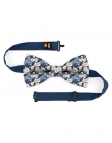 ORCHARD - NOEUD PAPILLON FLEURI - CLASSIC - BLEU & BEIGE
