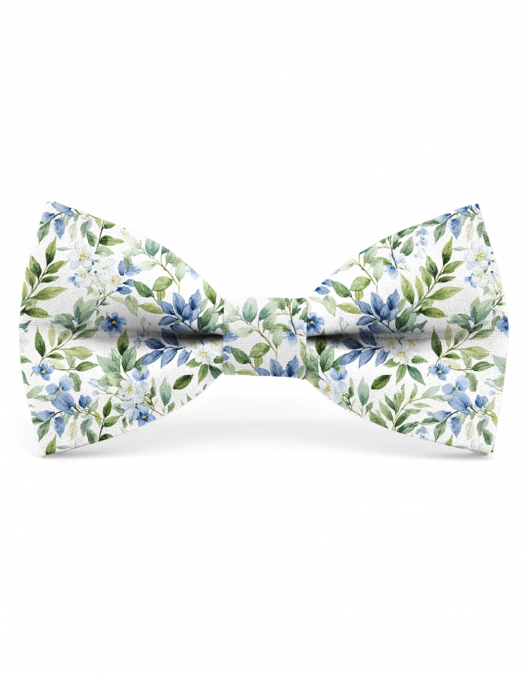 BELAIR - NOEUD PAPILLON FLEURI - CLASSIC - BLEU & VERT
