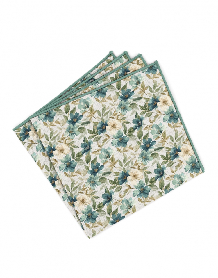 MAYFAIR - BLOEMEN POCHET - TEAL & BEIGE