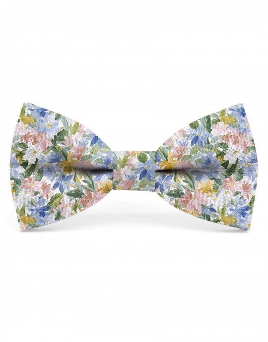 JAMSIL - NOEUD PAPILLON FLEURI - CLASSIC - VERT, BLEU, ROSE & JAUNE