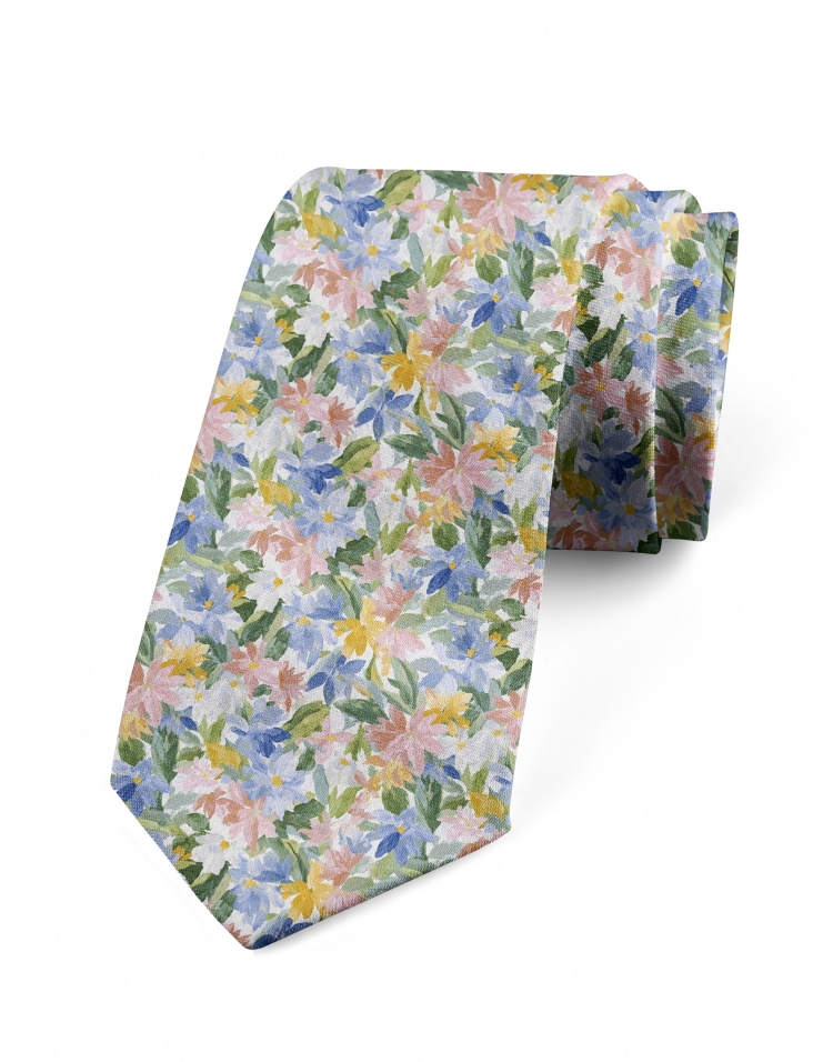 JAMSIL - FLORAL TIE - GREEN, BLUE, PINK & YELLOW