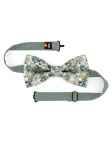 BANPO - NOEUD PAPILLON FLEURI - CLASSIC - PETROLE & BEIGE