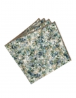 BANPO - FLORAL POCKET SQUARE - TEAL & BEIGE