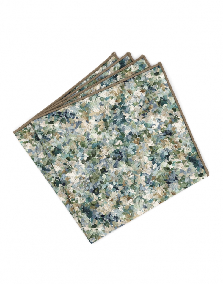 BANPO - POCHETTE FLEURIE - PETROLE & BEIGE