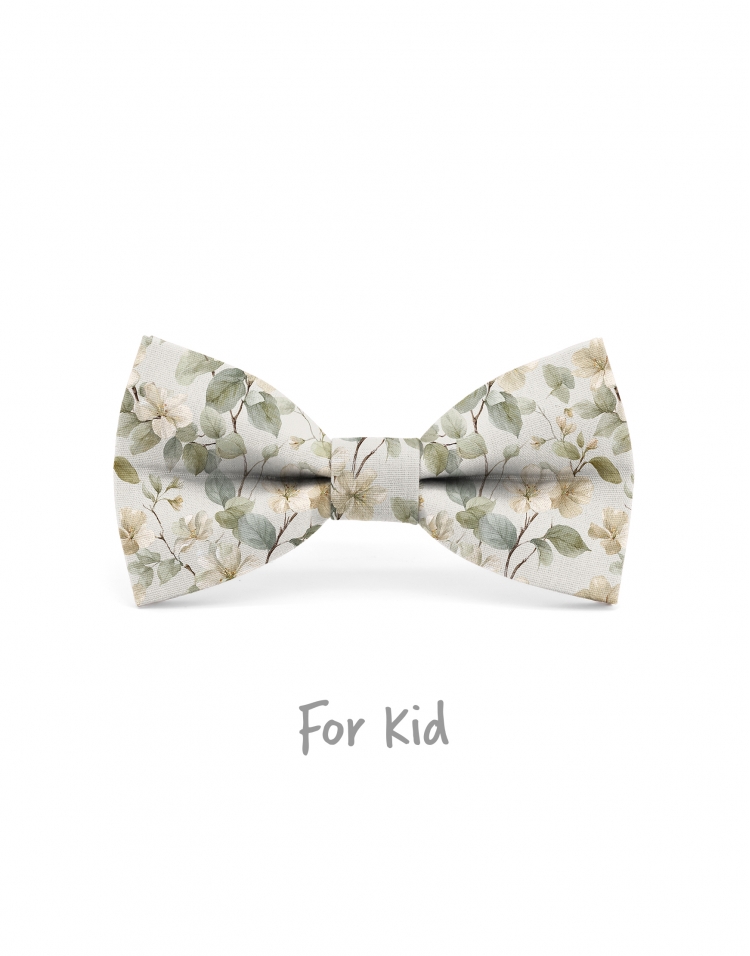 WESTMOUNT - KID or TEEN BOW TIE - SAGE GREEN & BEIGE
