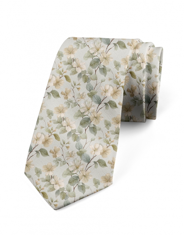 WESTMOUNT - CRAVATE FLEURIE - VERT SAUGE & BEIGE