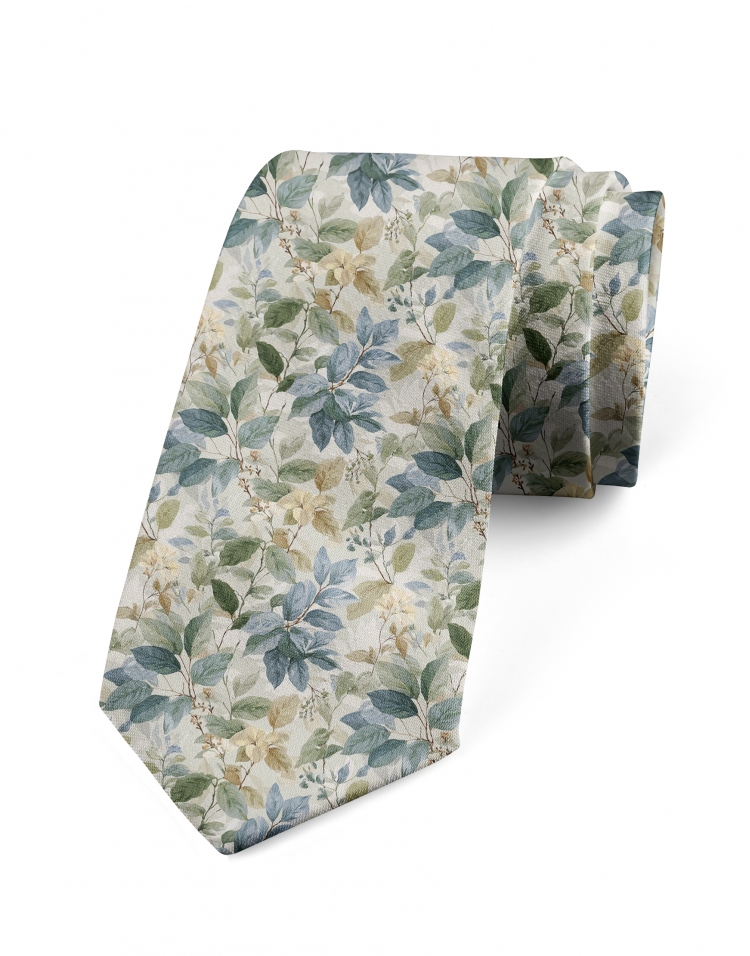 PARIOLI - FLORAL TIE - GREEN, BEIGE & BLUE
