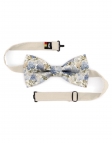 EBISU - NOEUD PAPILLON FLEURI - CLASSIC - BLEU & BEIGE