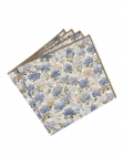 EBISU - FLORAL POCKET SQUARE - BLUE & BEIGE