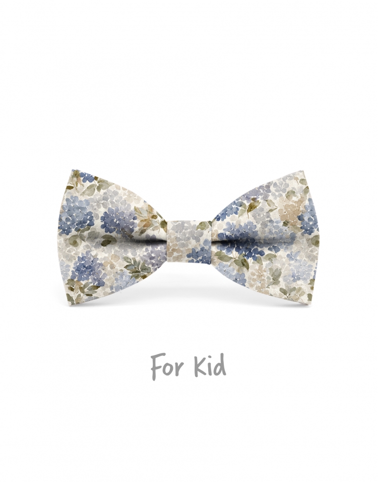 EBISU - KID or TEEN BOW TIE - BLUE & BEIGE