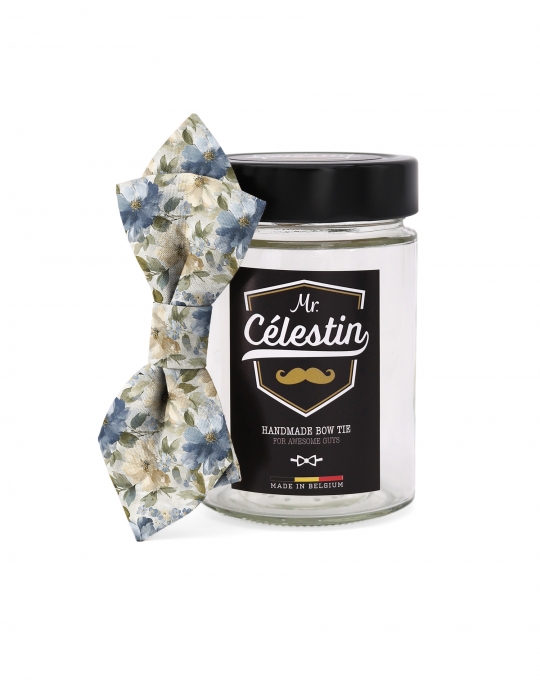 MONTAIGNE - NOEUD PAPILLON FLEURI - DIAMOND - BLEU, BEIGE & KAKI