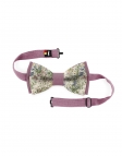 MURMUR - BICOLOR FLORAL LINEN BOW TIE - GREEN & PINK