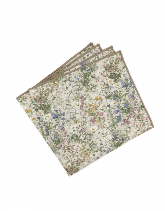 MURMUR - POCHETTE FLEURIE EN LIN - VERT, ROSE & BLEU