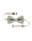 CANOPY - FLORAL LINEN BOW TIE - BEIGE & GREEN