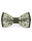 CANOPY - BICOLOR FLORAL LINEN BOW TIE - BEIGE & GREEN