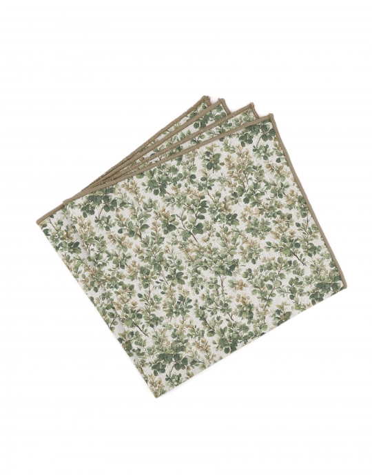 CANOPY - BLOEMEN LINNEN POCHET - BEIGE & GROEN
