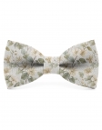 MEMORY - NOEUD PAPILLON FLEURI EN LIN - BEIGE & VERT SAUGE