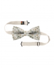 MEMORY - FLORAL LINEN BOW TIE - BEIGE & SAGE GREEN