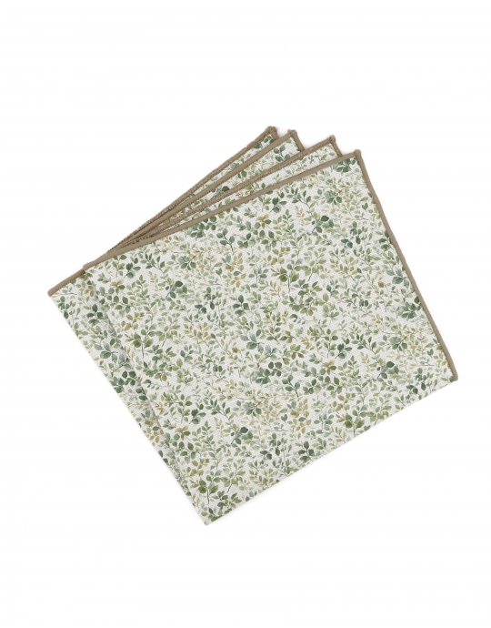 EDEN - POCHETTE FLEURIE EN LIN - BEIGE & VERT