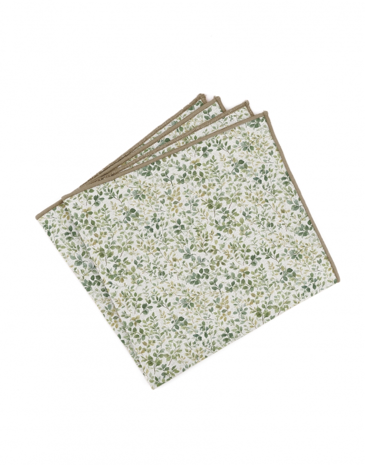 EDEN - BLOEMEN LINNEN POCHET - BEIGE & GROEN