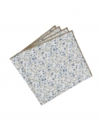 TENDER - FLORAL LINEN POCKET SQUARE - BEIGE, BLUE & GREEN