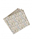 BLISS - FLORAL LINEN POCKET SQUARE - BEIGE, GREEN, PINK & BLUE