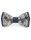WONDER - BICOLOR FLORAL LINEN BOW TIE - BEIGE & BLUE