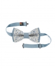 TENDER - BICOLOR FLORAL LINEN BOW TIE - BEIGE & BLUE