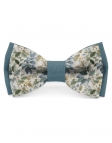 HORIZON - BICOLOR FLORAL LINEN BOW TIE - BEIGE & GREEN