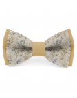 MIRAGE - BICOLOR FLORAL LINEN BOW TIE - BEIGE & BLUE