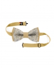 MIRAGE - BICOLOR FLORAL LINEN BOW TIE - BEIGE & BLUE