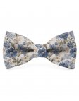 WONDER - NOEUD PAPILLON FLEURI EN LIN - BEIGE, BLEU & KAKI