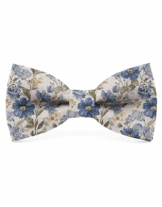 WONDER - LINNEN BLOEMEN STRIK - BEIGE, BLAUW & KAKI