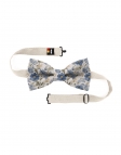 WONDER - FLORAL LINEN BOW TIE - BEIGE, BLUE & KHAKI