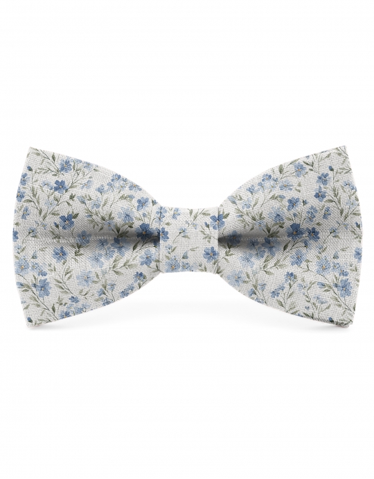 TENDER - FLORAL LINEN BOW TIE - BEIGE, BLUE & GREEN