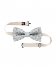 TENDER - NOEUD PAPILLON FLEURI EN LIN - BEIGE, BLEU & VERT