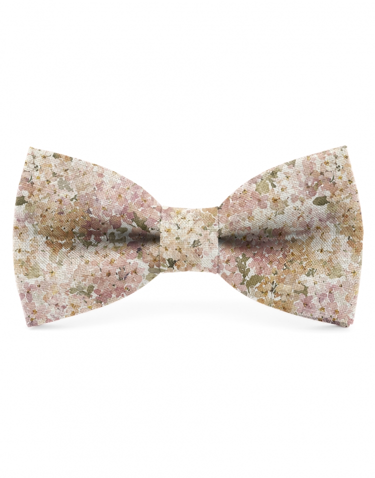 DAWN - FLORAL LINEN BOW TIE - PINK & BEIGE
