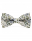 FLOW - NOEUD PAPILLON FLEURI EN LIN - BEIGE, VERT & BLEU
