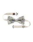 FLOW - FLORAL LINEN BOW TIE - BEIGE, GREEN & BLUE