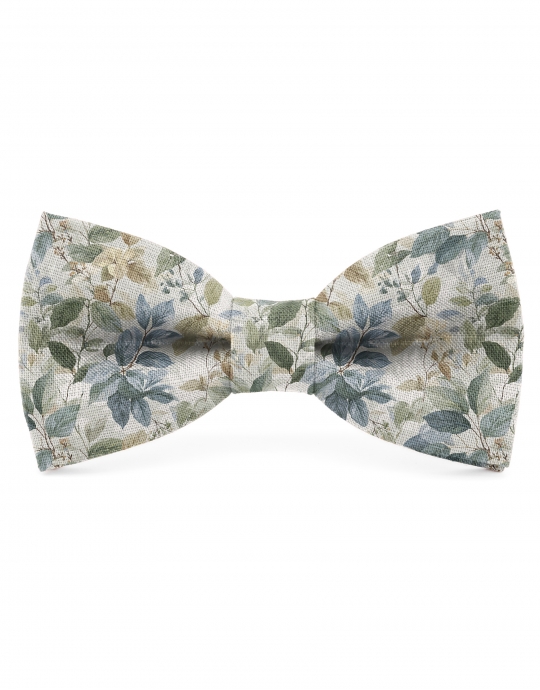 HORIZON - NOEUD PAPILLON FLEURI EN LIN - BEIGE, VERT & TEAL