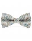 QUIET - NOEUD PAPILLON FLEURI EN LIN - BEIGE & TURQUOISE