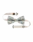 QUIET - FLORAL LINEN BOW TIE - BEIGE & TURQUOISE