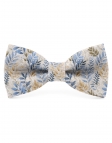 ECHO - NOEUD PAPILLON FLEURI EN LIN - BLEU & BEIGE