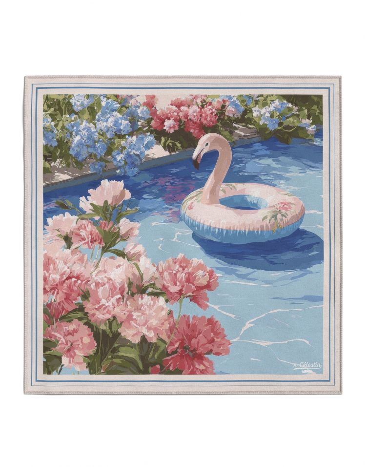 FLAMINGO POOL - POCKET SQUARE - ARTY SQUARE