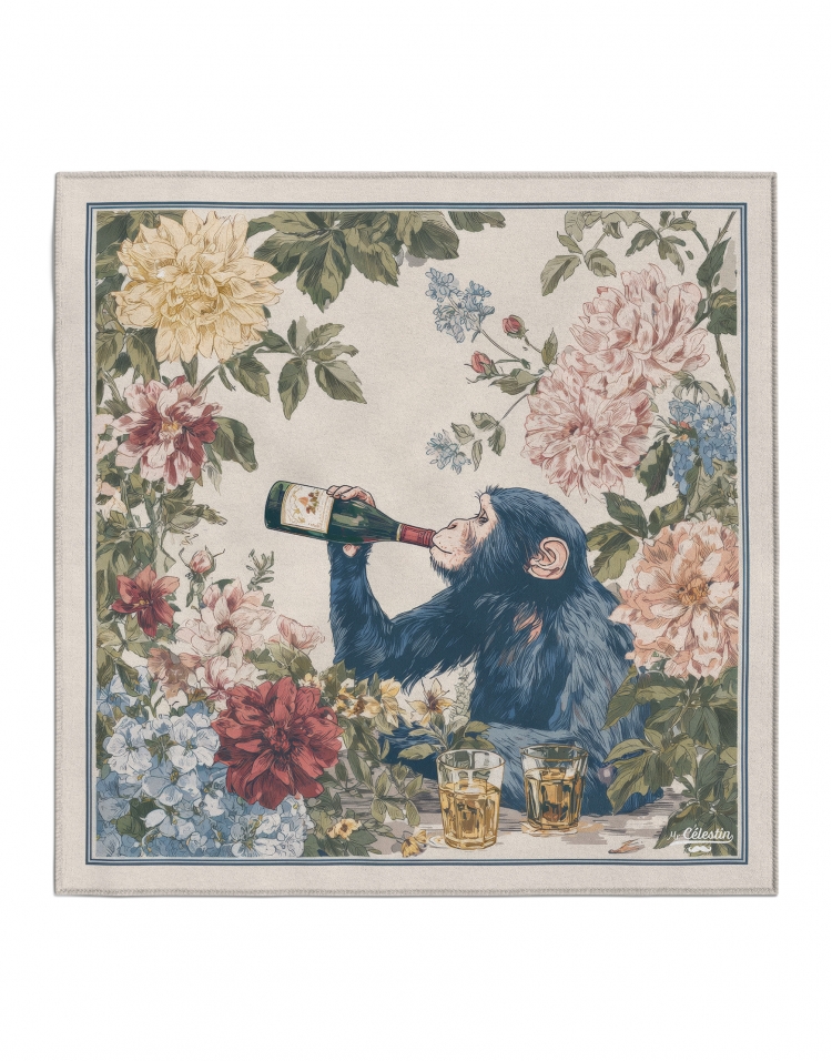 MERLOT MONKEY - POCKET SQUARE - ARTY SQUARE